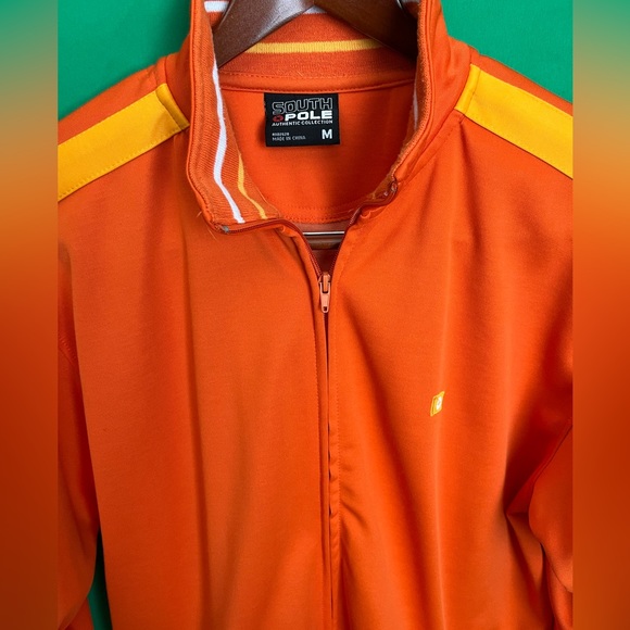 South Pole brand track jacket, Orange with yellow & white stripes, men’s medium - Picture 3 of 7